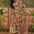 cream linen cotton blend digital printed leaf motif saree