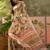 cream linen cotton blend digital printed leaf motif saree