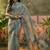 steel grey linen cotton blend digital printed floral saree