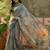 steel grey linen cotton blend digital printed floral saree