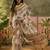 beige linen cotton blend digital printed leaf motif saree