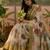 beige linen cotton blend digital printed leaf motif saree