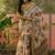 beige linen cotton blend digital printed leaf motif saree
