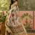 beige linen cotton blend digital printed leaf motif saree