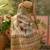 beige linen cotton blend digital printed leaf motif saree