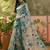 pastel blue linen cotton blend digital printed floral saree