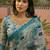pastel blue linen cotton blend digital printed floral saree