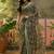 olive green linen cotton blend digital printed floral saree