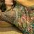 olive green linen cotton blend digital printed floral saree
