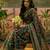 dark green linen cotton blend digital printed floral saree