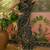 dark green linen cotton blend digital printed floral saree