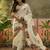 off white linen cotton blend digital printed floral saree