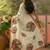 off white linen cotton blend digital printed floral saree