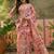 peach linen cotton blend digital printed abstract saree