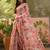 peach linen cotton blend digital printed abstract saree