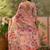 peach linen cotton blend digital printed abstract saree