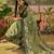 pista green linen cotton blend digital printed floral saree