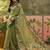 pista green linen cotton blend digital printed floral saree