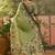 pista green linen cotton blend digital printed floral saree