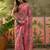 rani pink linen cotton blend digital printed paisley saree