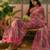 rani pink linen cotton blend digital printed paisley saree