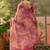 rani pink linen cotton blend digital printed paisley saree
