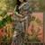 beige linen cotton blend digital printed floral saree