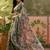 beige linen cotton blend digital printed floral saree