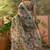 beige linen cotton blend digital printed floral saree