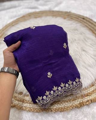 Purple Color handwork work in all over saree with malti work Silk Blend Saree  2