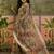 brown beige linen cotton blend abstract digital printed saree