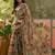 brown beige linen cotton blend abstract digital printed saree