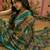 green linen cotton blend abstract digital printed saree