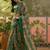 green linen cotton blend abstract digital printed saree