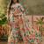 peach linen cotton blend floral digital printed saree