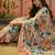 peach linen cotton blend floral digital printed saree