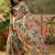 peach linen cotton blend floral digital printed saree