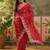 Red bandhani printed saree with embroidered border