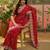 Red bandhani printed saree with embroidered border