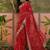 Red bandhani printed saree with embroidered border
