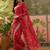 Red bandhani printed saree with embroidered border