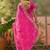 Pink bandhani printed saree with embroidered border