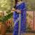 Blue bandhani printed saree with embroidered border
