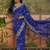 Blue bandhani printed saree with embroidered border