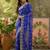 Blue bandhani printed saree with embroidered border