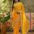 Yellow bandhani printed saree with embroidered border