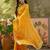 Yellow bandhani printed saree with embroidered border