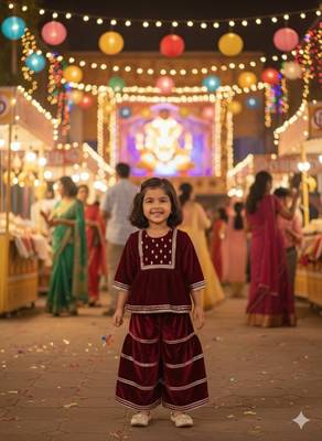 Maroon mirror velvet sharara 1