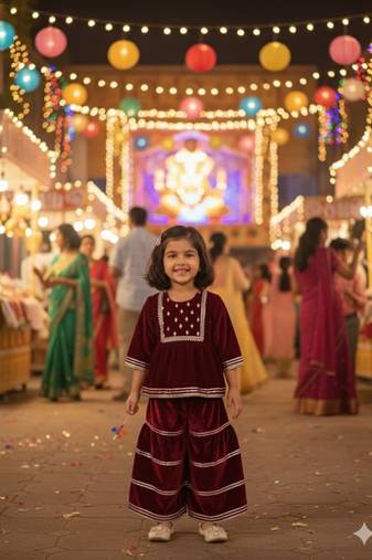 Maroon mirror velvet sharara