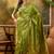 elegant green banarasi jacquard saree with zari weaving & mina detailing